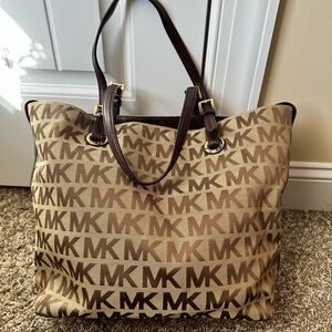 Michael Kors Tan and Brown Logo Tote